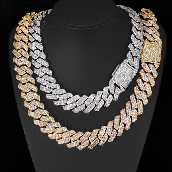 

25MM Wide Miami Cuban Link Chain Necklace Designer for Men Womne 3 Row zircon Diamond Choker Necklaces Gold Plate Rock Hip Hop Jewelry