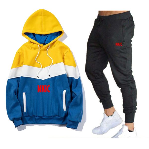 

Sportswear Mens Tracksuit 2-piece Sweatshirt Sweatpants Sportswear Hoodie Casual Men's Clothing Hoodie Set, White1