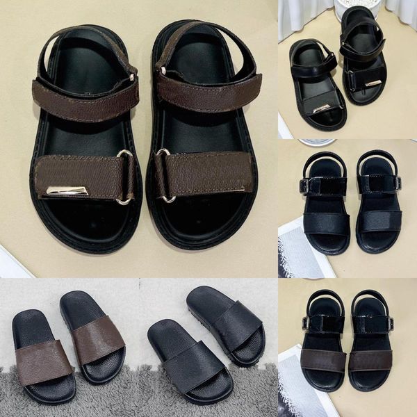 

Designer Kids slippers Flat Sandals Summer Children Fashion Soft Slippers Baby Girls Boys Genuine Leather Shoes Toddlers Brand Slides 205, Color#1