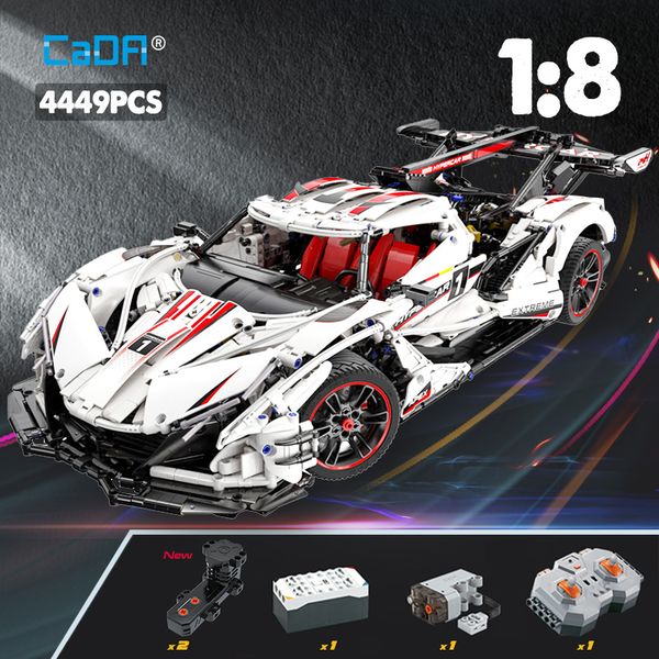 

4449PCS Cada 1:8 City Remote Control Racing Car V12 Hypercar Building Blocks RC Supercar Sports Vehicle Bricks Toys Gifts