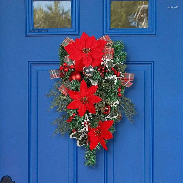 

1Pc Decorative wers Creative Christmas Holiday Wreaths Upside Down Trees Parties Year Curtains Outside Windows 0717, Silver