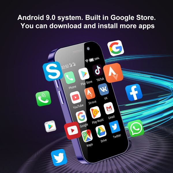 

15 SERVO Pro, Small Smartphone Android 9.0, Network 4G LTE, 2GB+16GB Quad-Core, 2000mAh,OTG, 3.0 HD+, Mini Mobile Phones Global, Black