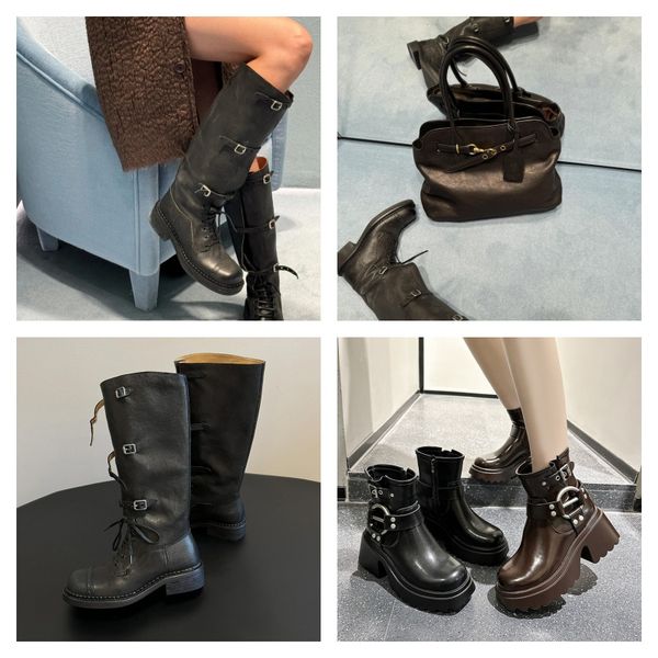 

Minimalist Lace-up Combat Women Boots Chunky Heel Platform Women Boots British Style Thick Sole Increase Height Casual Boots, Grey