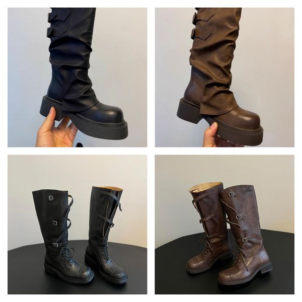 

Modern Boots Women Platform Heels Round Toe Leather Boot Chunky Heels Zipper Designer Block Heel Shoes Fashion Girls Casual Shoe, White