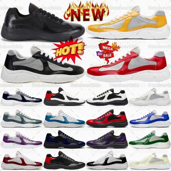 

sneakers shoes cups America's Cup sneaker Designer Black Royal Blue Silver Red Gold White Grey Mango Silver Tech Fabric mens womens menSZKT#, Brown