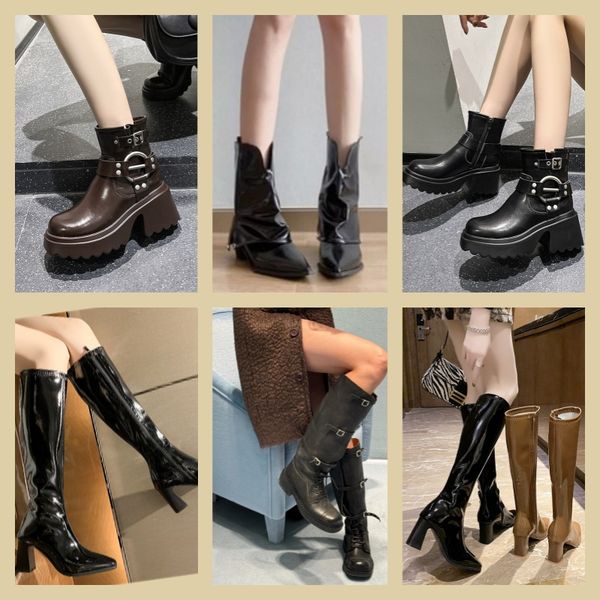 

Winter 2022 Designer Boots For Women Thick Heel Sole Ankle Luxury Rain Boots Channelh, Brown