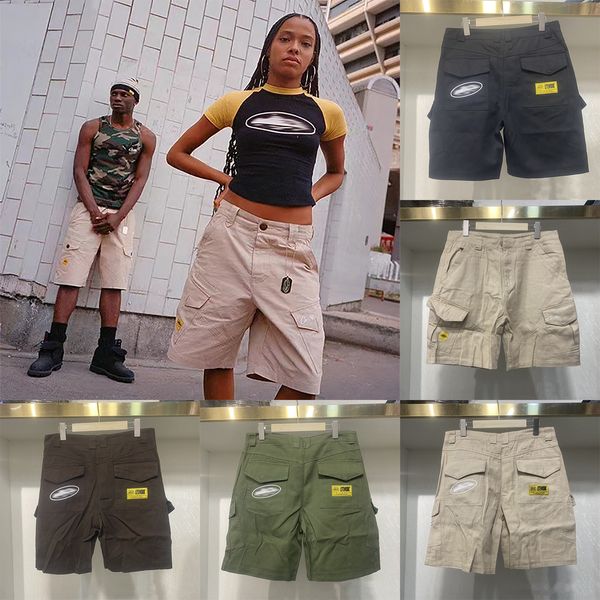 

Designer Men' Embroidered High Street Vintage Multi-Pocket Hip Hop Shorts Summer Mens Womens Loose Cargo Pants Streewear, Khaki