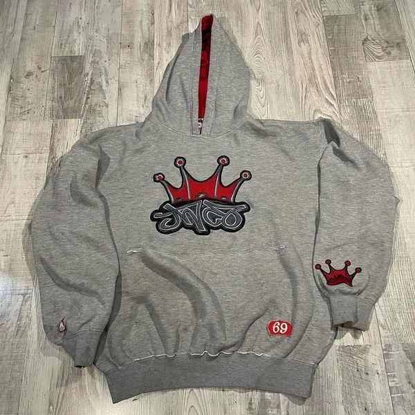 

American Hip Hop Vintage JNCO Pattern Embroidered Hoodie Men Y2K Street Punk Rock Fashion Joker Sweatshirt Unisex Tops 240708, Contrast color