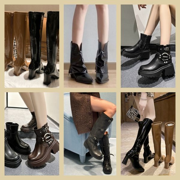 

Winter 2022 Designer Boots For Women Thick Heel Sole Ankle Luxury Rain Boots Channelb, Blue