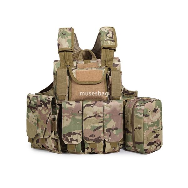 

600D the same outdoor ghost tactical vest eight-piece camouflage vest CS field equipment, Black