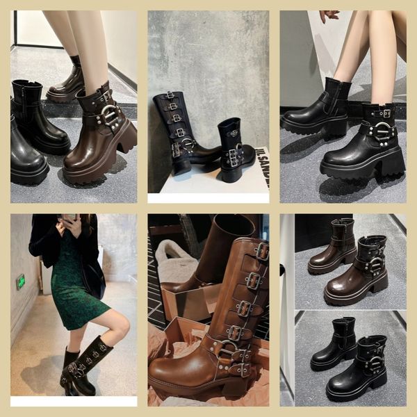 

2024 Luxury Designer Men Fashion Boots Red Bottoms Patent Leather Black Beige Platform Sneakers Flat Over The Knee Martin Boot Mens Office Booties, Khaki