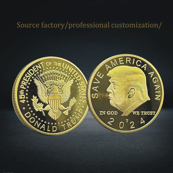2024 Donald Trump Commemorative Coin American President Trump Avatar Gold Coins Badge Metal Craft Collection Republican Coin BH2107