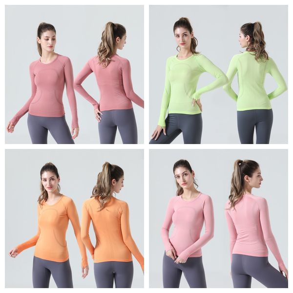 

2024 new women's yoga sportswear long sleeved T-shirt running top round neck pullover sports breathable fitness, A6311