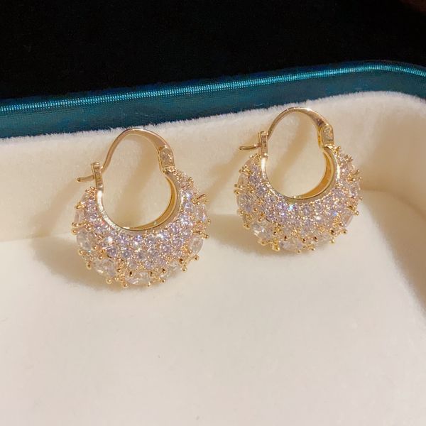

Luxury Earrings pearl hoop Earring18k Gold Plated Zirconia Earrings for Women Wedding Party Jewelry
