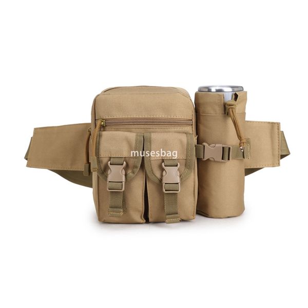 

New waterproof fabric tactical kettle bag military enthusiast leisure outdoor bag men's and women's sports small bag camouflage travel waist bag, Multi