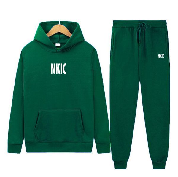 

Men's Brand Tracksuits Sports Green Hoodies and Pants Sets Fitness Running Suits 2 Piece Sweatshirts Spring Autumn Fleece Printed Clothing, Dark grey 1