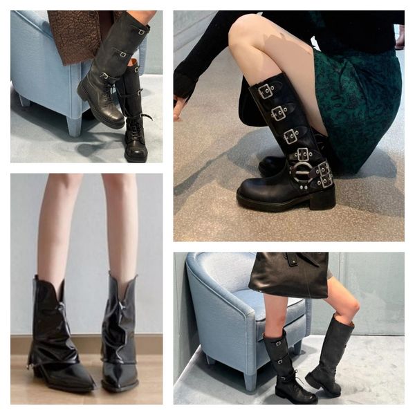 

Women's boots panda Brown black ankle boots over the knee Design Martin black classic leather shoes leather boots for women