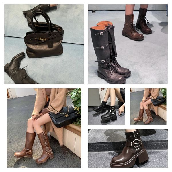 

Women's boots Ankle boots Long boots Designer Martin classic shoes Fashion leather boots thick heels women's shoes, White