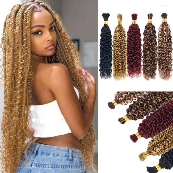

Water Wave Human Braiding Hair 100g Two Bundles/Pack Bulk For No Weft Micro 14-24 Inch, #12