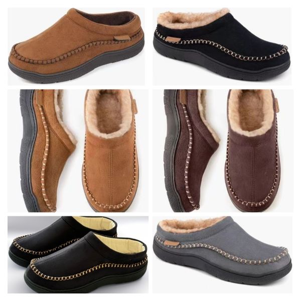 

Autumn and winter cotton slippers designers design woolen edge indoor home outdoor leisure non-slip warm suede scuffs slippers, Brown