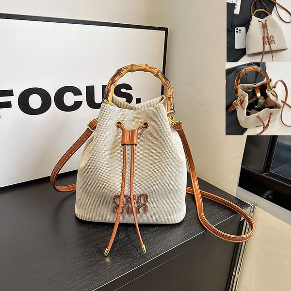 

Wholesale women handbag European retro bucket bag summer trend canvas shoulder bag niche design letters womens backpack simple Joker leather handbag 8161#, Black