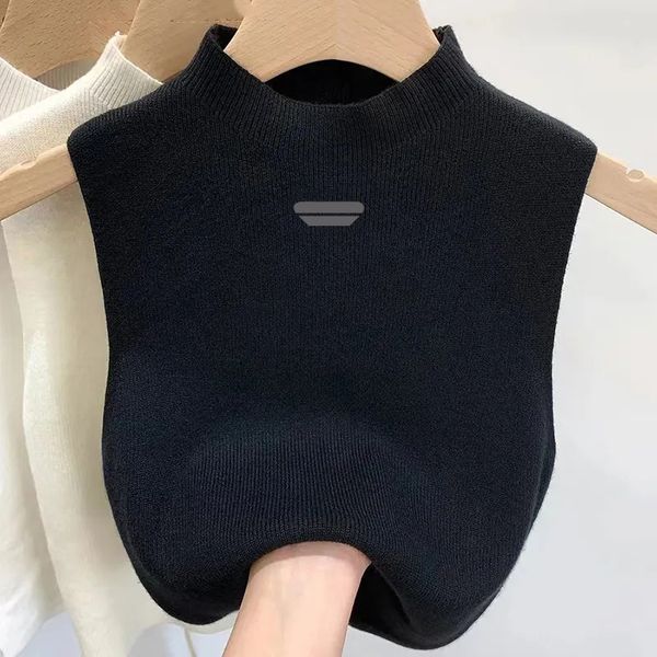 

Designer vest sweater Women vests Sweaters spring fall loose Letter round neck pullover knit waistcoats sleeveless vest top waistcoat jumper woman plus size, Black
