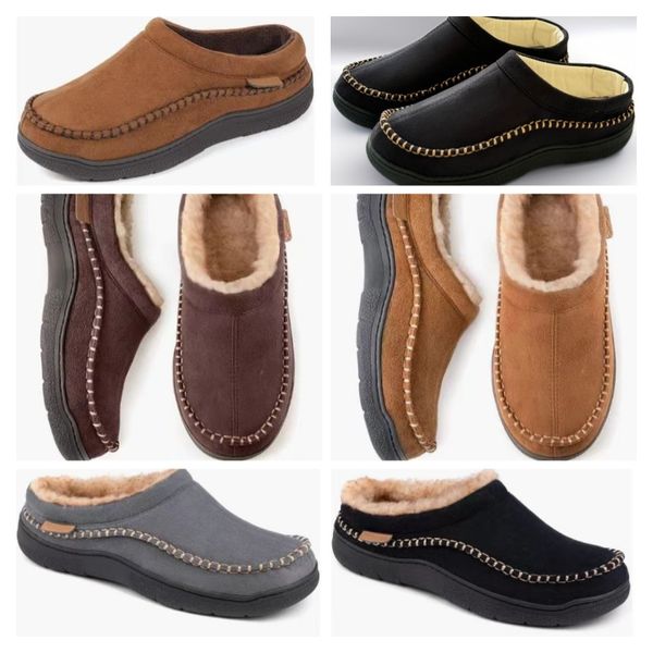 

Fall and winter cotton drag indoor home outdoor leisure with non-slip warm suede slippers, Black