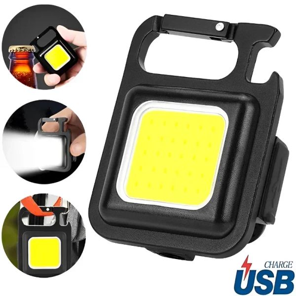 

COB Mini Keychain LED Light USB Rechargeable Magnetic Mount Work Lamp Outdoor Camping Hiking Flashlight Car Repairing Work Lamp