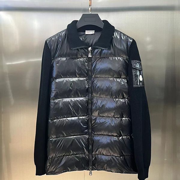 

Luxury Designer Men's Down Parka Women's Embroidery Badge Classic Letter Block Color Standing Neck Knit Splice Lightweight Down Coat Sweater Size S/M/L/XL, C1