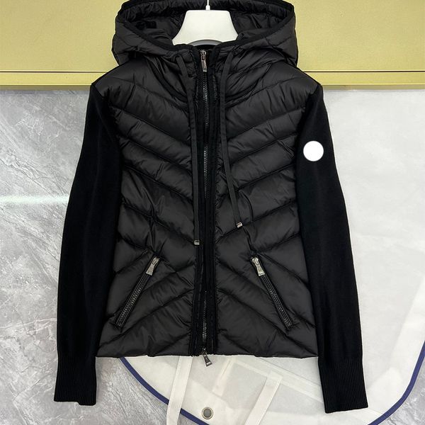 

2023Luxury Designer Men's Down Parka Women's Embroidery Badge Classic Letter Block Color Standing Neck Knit Splice Lightweight Down Coat Sweater Size S/M, C2