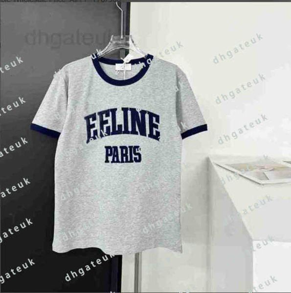 

Women's T-Shirt designer brand High Version Three Standard Complete Patch Embroidered Round Neck Short Sleeved T-shirt Contrasting Color Versatile Half Sleeve, Gray