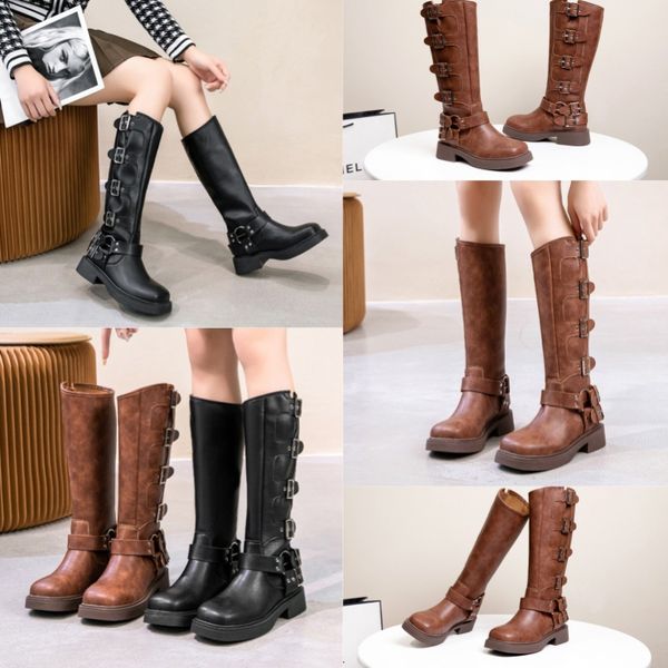 

2024 Designers Boots High Quality Ankle Boots Women Boots Colored Round Head Thick Sole Elevated Elastic Martin Boots Lace up Shoes Adjustable Zipper Combat Boots, Black