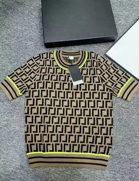 

Designer High Quality Hot Knit Crew Neck Short Sleeve Stylish Full Letter Print Vintage Top Tees 57, Yellow