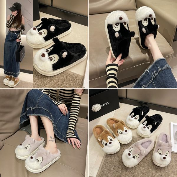 

designer slippers cute cartoon squirrel slippers Room slippers Home cotton slippers Fashion women home shoes, Blue