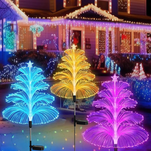 

Solar five tier jellyfish lights fiber optic single tier jellyfish garden lawn lamps garden lights landscape lights decorative lights