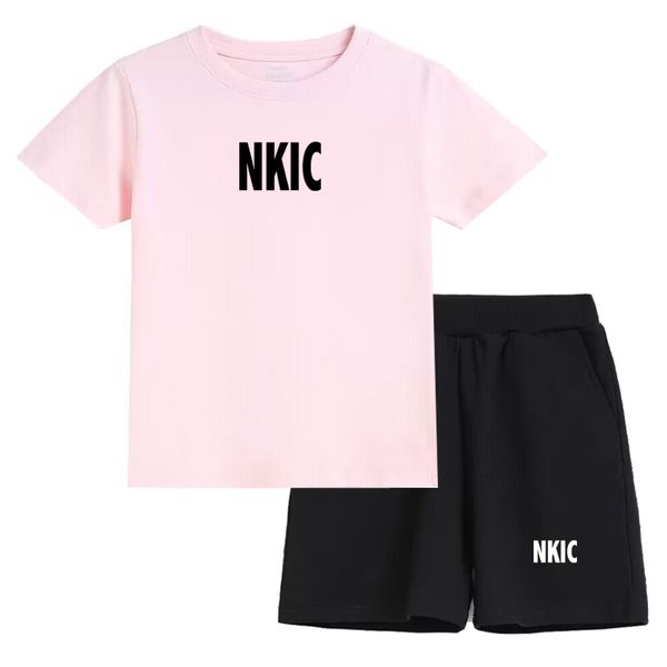 

Summer Short sleeve Brand Children's 100% Cotton T-shirt Tops Shorts Fashion Leisure Clothing Boys Girls Round neck Sets 2-13 Year Toddler, Red 1