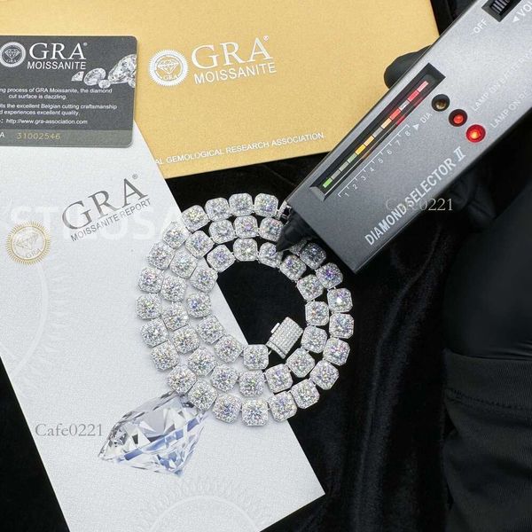 

Designer Ice Sugar Fashion Hot Bracelet Tennis Necklaces Hip Hop Jewelry Pass Dia Tester Moissanite Cuban k Chain Sier for Men Women