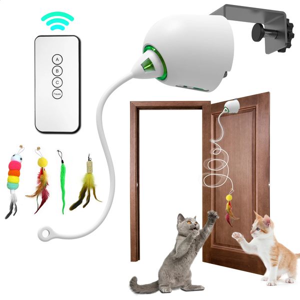Interactive Cat Feather Toys Hanging Electric for Indoor Cats Teaser Toy Kitten Automatic 240724