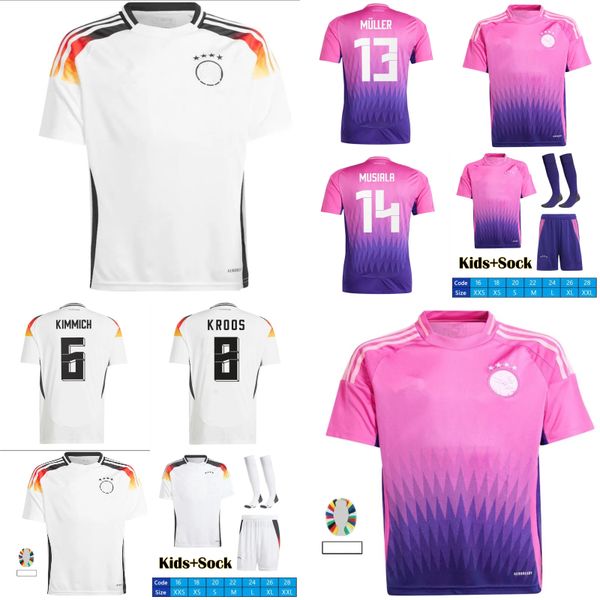 

2024 2025 GER Soccer Jersey 2025 Deutschland Football KLINSMANN KROOS 24 25 Fans Shirts Player Men Kids Sets Kit Tops and Shorts Alemania uniform, White