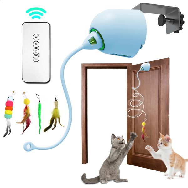 Interactive Cat Feather Toys Hanging Electric for Indoor Cats Teaser Toy Kitten Automatic 240723