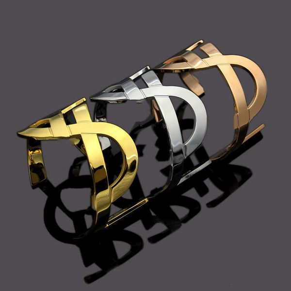 

Titanium steel jewelry hollow Y-shaped wide face for women, letter open bracelet women