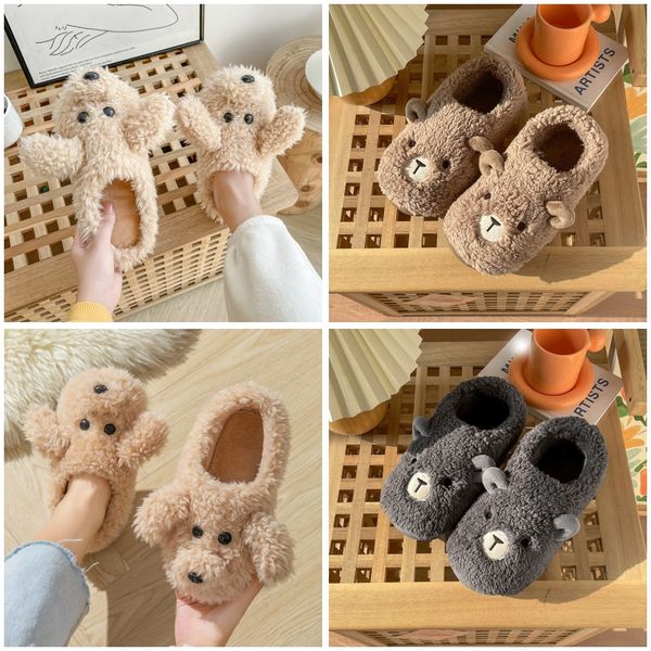 

Winter Warm cute cotton Designer design teddy and lamb image Winter indoor outdoor casual wrapped heel cotton slipper, Black