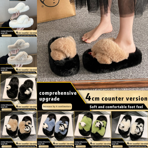 

2024 New Fashionable Cute Hairy Slippers With Animal Decoration for Womens Outerwear Home Furnishings white black green pink blue comfortable, Dark green