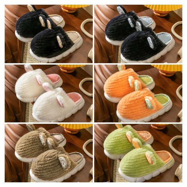 

Cute cartoon image Designer design fathead fish shape Winter home and outdoor Scuffs cotton slipper Cartoon big head thick bottom slipper, Black