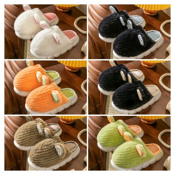 

Cute cartoon image Designer design fathead fish shape Winter home outdoor Scuffs cotton slippers Cartoon big head thick bottom slippers, Green