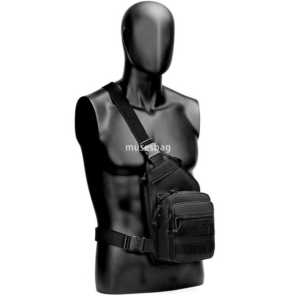 

New waterproof Oxford cloth sports outdoor tactical army camouflage chest bag crossbody bag riding travel hanging bag directly for manufacturers, Black