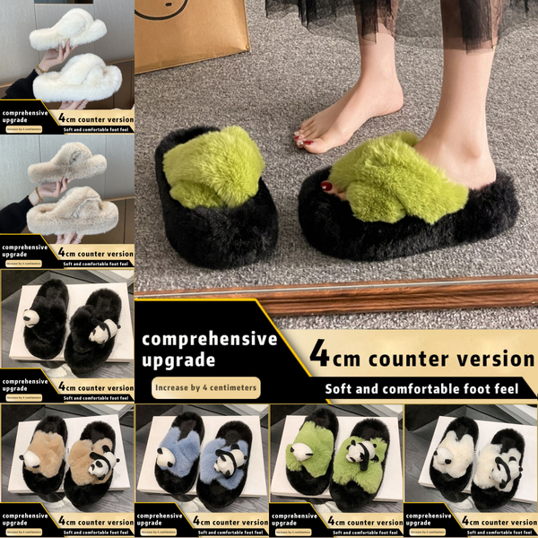 

2024 New Fashionable Cute Hairy Slippers With Animal Decoration for Womens Outerwear Home Furnishings white black blue comfortable size 35~41, Khaki