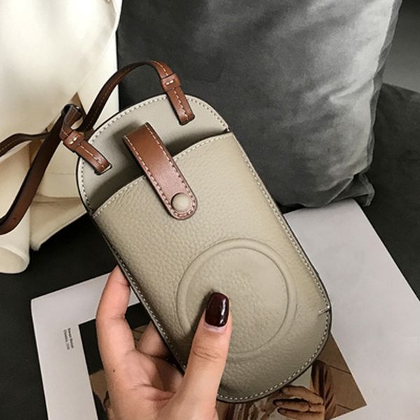 Universal Crossbody Designer Phone Case for Apple iPhone 16 15 Pro Max Samsung Galaxy S25 S24 S23 Note 20 Ultra Luxury Genuine Leather Bag Purse Back Card Holder Khaki