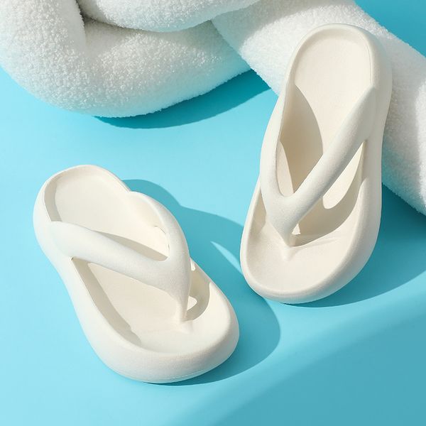 

2024 New slippers ladies flip-flops summer thick bottom clip foot drag outside wear fashion beach slippers female, Grey