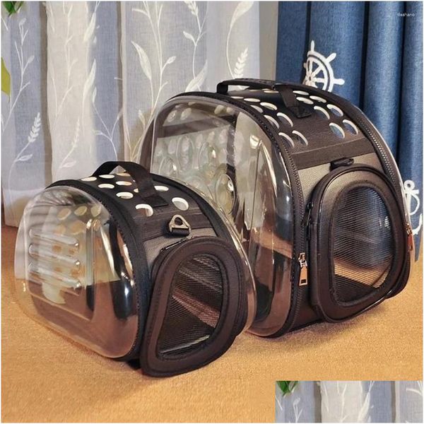 

Transparent Pet Carrier Backpack for Cats & Dogs Foldable Breathable Travel Bag with Zipper Closure Black L M, Beige